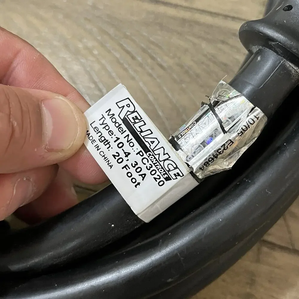 Reliance Generator Power Cord, 30 Amps, 125/250 Volts, 20ft., Model# PC3020 USED